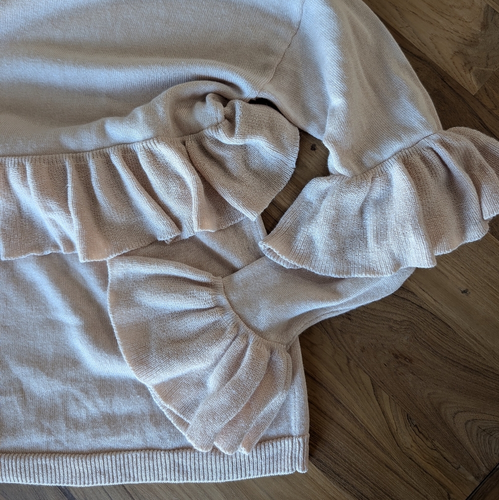 HP🎉 Cinq a Sept Phillipa Ruffle Sweater Silk Cashmere Oversized Ruffle Pink XS - Picture 8 of 12